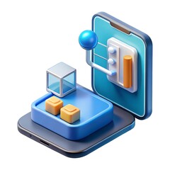 3d mobile phone with social network icons and digital technology illustration