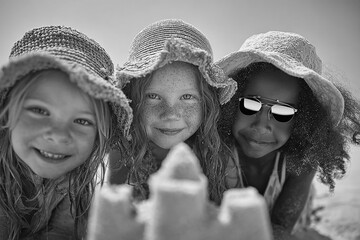 Diverse Girls Playing on the Beach Vacation