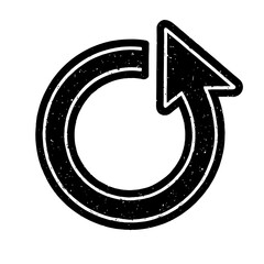 Grungy black and white refresh icon, a versatile design for reload, undo, redo, and cyclical processes. Perfect for web UI, app interfaces, data synchronization, and digital conten