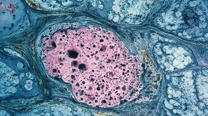 Microscopic View of Glioblastoma Multiforme: Histological Insights into High-Grade Brain Cancer with Diagnostic Necrosis and Vascular Proliferation