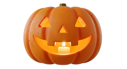 Cheerful Jack O Lantern with Candle Inside