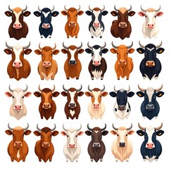 Diverse Cow Faces Collection.