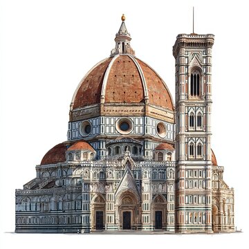 Florence Cathedral Architectural Marvel: A majestic rendering showcases the iconic Florence Cathedral, highlighting its intricate architectural details and timeless elegance.