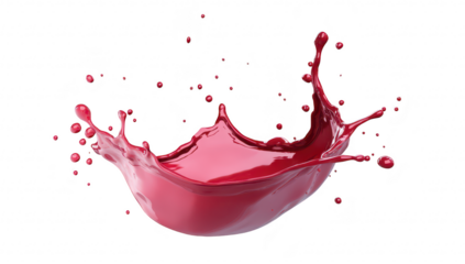 A splash of red liquid captured mid-air against a clean white background. dynamic movement and energy. ideal for creative projects or culinary themes