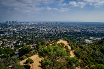 Obraz premium USA, California, Los Angeles, Hollywood Hills, Griffith Observatory, views and landscapes to the Downtown