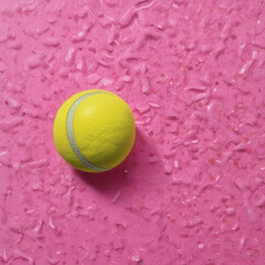 Tennis ball on the pink clay court