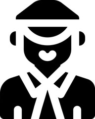 captain glyph icon. Strong and solid vector icon for websites, mobile interfaces, presentations, and visual branding. High quality and easy to edit.