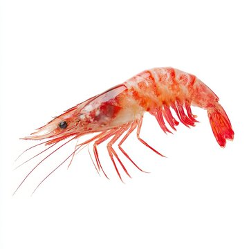 Shrimp's Crimson Elegance: A captivating single shrimp is captured in a bright and inviting photo, showcasing the fresh and vibrant colors of nature's delicious bounty.