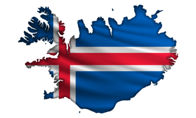 Flag Iceland in the form of a map