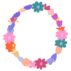 Round Floral Wreath PNG Clipart Pastel Cute Decorative Circle Flowers Transparent Background