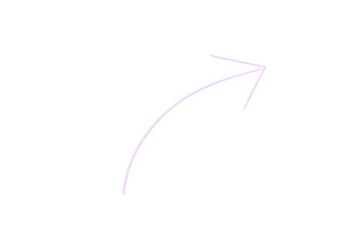 Light lavender pastel curved arrow pointing diagonally upward right with faint outline