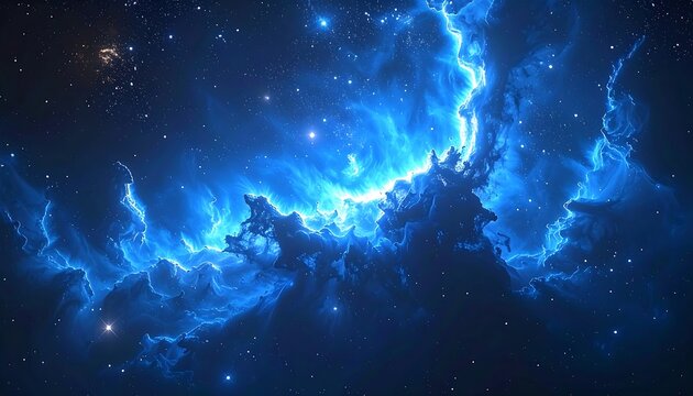 Deep space nebula, vibrant blue clouds