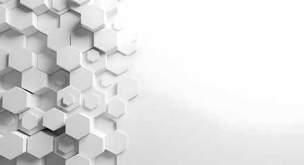 Fototapeta premium Abstract White Hexagonal Geometry: Minimalist Modern Background Texture