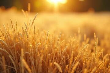 Fototapeta premium Sun-baked, dry grass shimmering with heat haze on a hot summer day The texture is rough and the color a golden brown, conveying intense summer heat , dry, parched, landscape