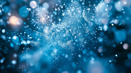 Sparkling Blue Winter Wonderland with Falling Snowflakes