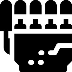 mechanical hand glyph icon. Strong and solid vector icon for websites, mobile interfaces, presentations, and visual branding. High quality and easy to edit.