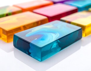 Colorful translucent rectangular blocks, abstract patterns