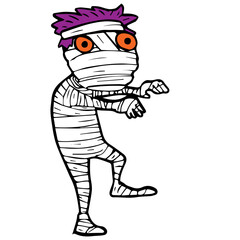 Funny Cartoon Style Mummy Character Illustration for Halloween Celebration Theme