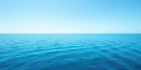 Fototapeta premium Vast, tranquil ocean stretching to the hazy horizon line under a clear blue sky Perfect for travel, serenity, and nature themes A calming seascape image , nature, sunlight