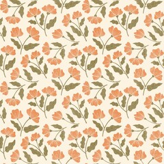 Autumn flower seamless pattern
