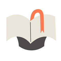 graduate cap as book in doodle style in vector. element for decor postcard design print sticker poster