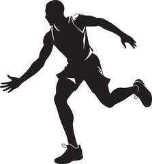Silhouette of Basketball Player in Action Pose – Linear Style Vector
