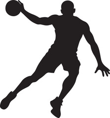 Obraz premium Silhouette of Basketball Player in Action Pose – Linear Style Vector