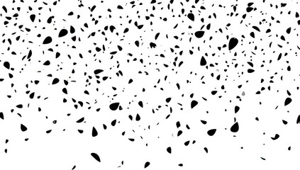 A dynamic pattern of black teardrop shapes scattered across a white background. creating a visually engaging design suitable for various creative projects or backgrounds