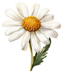 Delicate white daisy flower nature scene botanical illustration close-up