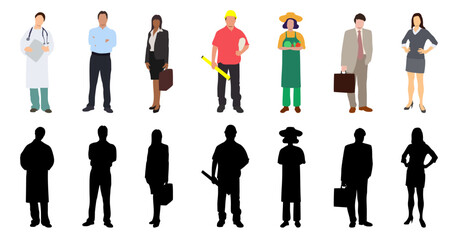 People group different job and occupations character vector design and silhouette. Labor Day.