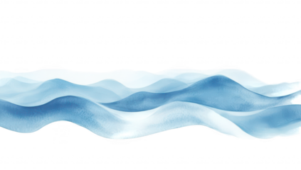 Serene watercolor waves in varying shades of blue gently undulating across a white background. evoking a sense of calm and tranquility. ideal for use in wellness and relaxation themes