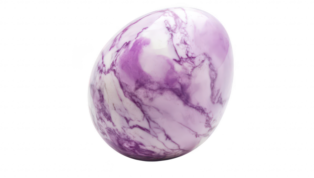 A beautifully crafted purple marble egg with intricate swirling patterns. displayed against a clean white background. ideal for decorative purposes or artistic showcases