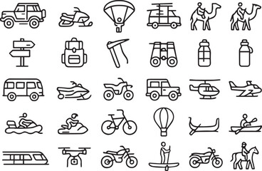 Fototapeta premium Adventure and Transportation Icons 