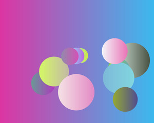 Floating circles with soft gradients on a pink and blue background
