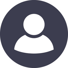 dark gray circular user profile avatar icon in flat minimal design