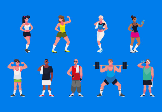 Fitness Workout Illustration Set