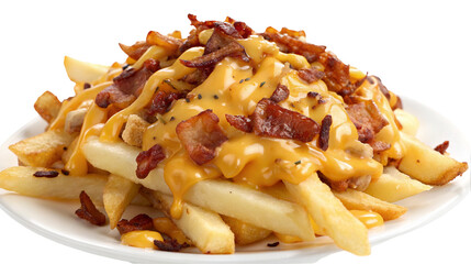 Delicious cheesy bacon fries piled high savory flavor perfect snack indulgence crispy potato delight