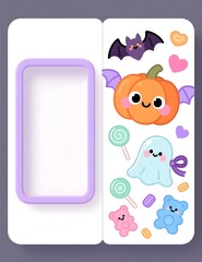 Cute Halloween Product Promo Template – Pastel Pumpkin and Bat Illustration