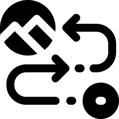route glyph icon. Strong and solid vector icon for websites, mobile interfaces, presentations, and visual branding. High quality and easy to edit.