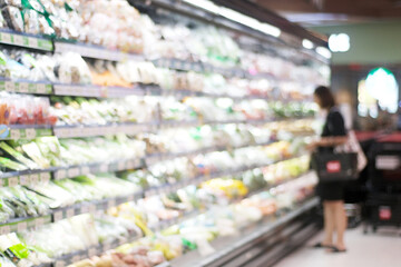 Blurred background, Blur people shopping at product shelf in grocery, supermarket background, business banner, poster, wallpaper