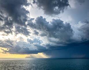 Dramatic sunset over a stormy sea
