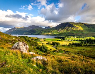 Scenic Highland loch and mountains