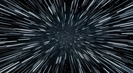 Starry space tunnel effect with light streaks radiating from center