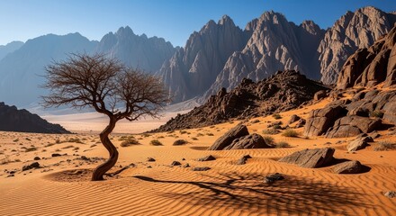 Solitary Tree in a Vast Desert Landscape