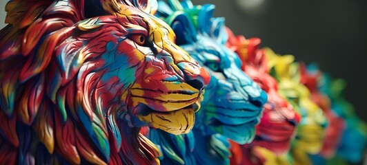 Tiny figures from life lion,generative AI