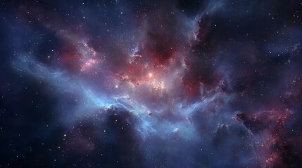 Fototapeta premium A vibrant nebula with swirling clouds of gas and dust illuminated by starlight in deep space