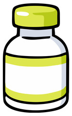 Medicine pill bottle. Blank horizontal label. Editable color vector