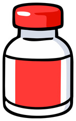 Medicine pill bottle. Vertical label. Editable color vector