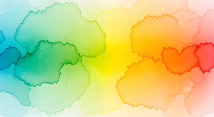 Abstract Watercolor Sunset: Teal, Yellow, and Orange Gradient