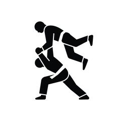 Martial arts vector graphic silhouette of two figures in combat action silhouette vector illustration white background
